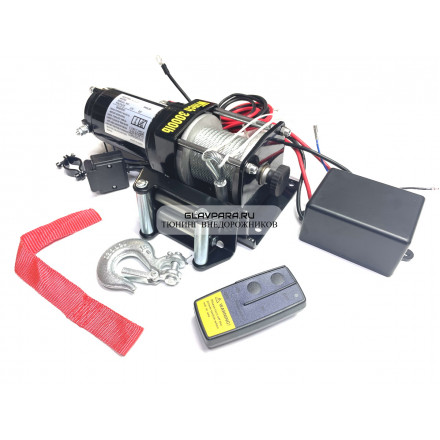 Лебедка электрическая ATV Electric Winch 3000lbs / 1361 кг 12V стальной трос (на снегоход, квадроцикл)