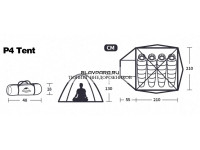 Палатка Naturehike P-Series 4-местная, алюминиевый каркас, желтая